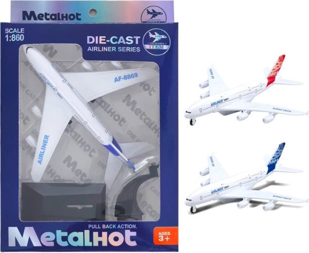 Μεταλλικό μοντέλο αεροπλάνου Airliner MetalHot 1:860 με μηχανισμό οπισθοκίνησης