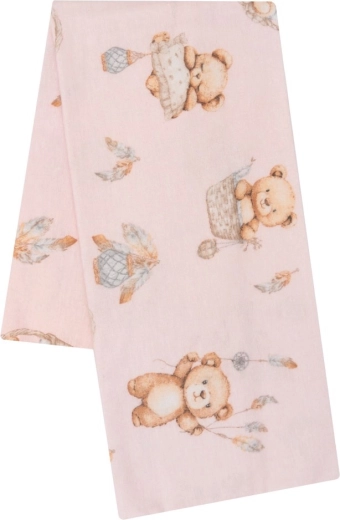 Φανελένια παιδική πάνα με τύπωμα teddy bear ροζ NEW BABY