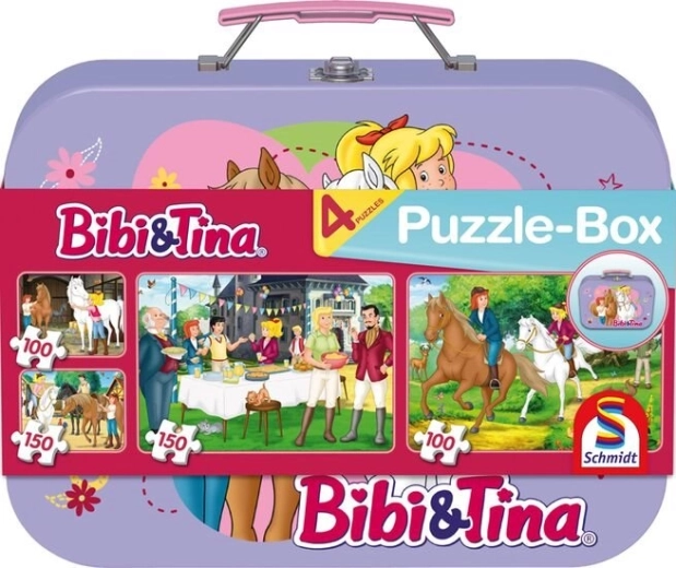 Παζλ Bibi και Tina 4 σε 1 σε μεταλλικό βαλιτσάκι (100 και 150 κομμάτια)