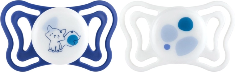 Chicco PhysioForma Light σιλικονούχες ορθοδοντικές πιπίλες μπλε 16–36 μηνών 2 τεμ.