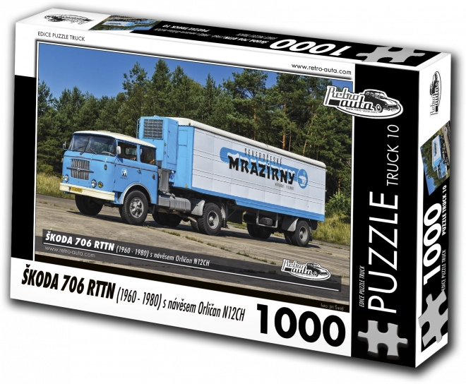 Puzzle Retro-αυτοκίνητα Škoda 706 RTTN με ρυμουλκούμενο Orličan N12CH 1000 κομμάτια