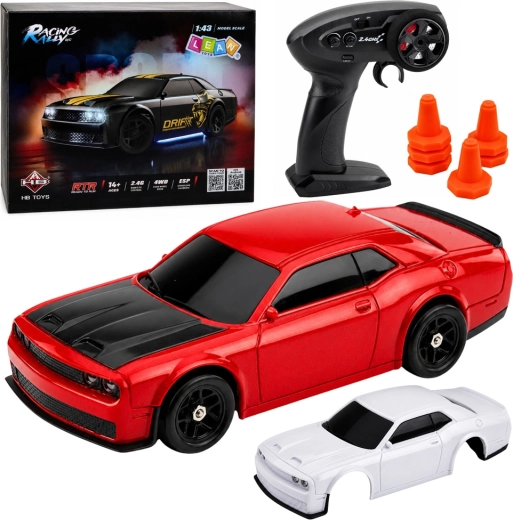 RC drift σπορ αυτοκίνητο 4WD 1:43 με γυροσκόπιο ESP, κόκκινο