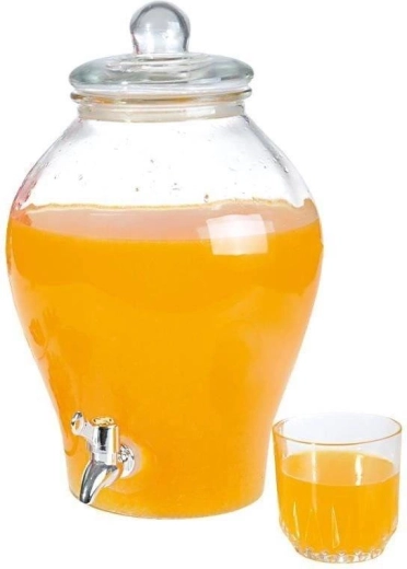 Γυάλινος διανεμητής ποτών με βρυσάκι 6,5 l