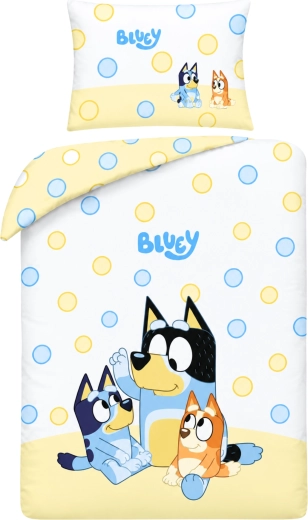 Βαμβακερά κλινοσκεπάσματα κούνιας Bluey σε λευκό-κίτρινο