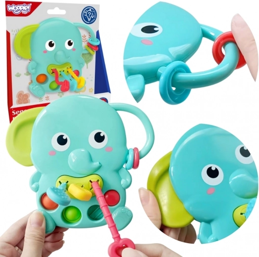 Woopie Baby αισθητηριακό μασητικό ελέφαντας Montessori 4σε1