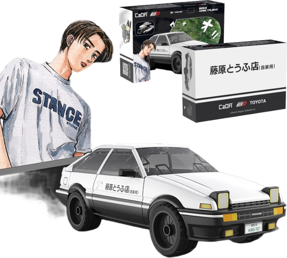 Σετ κατασκευής CaDA Toyota AE86 Trueno Initial D – λευκό αυτοκίνητο πόλης, 72 τεμάχια