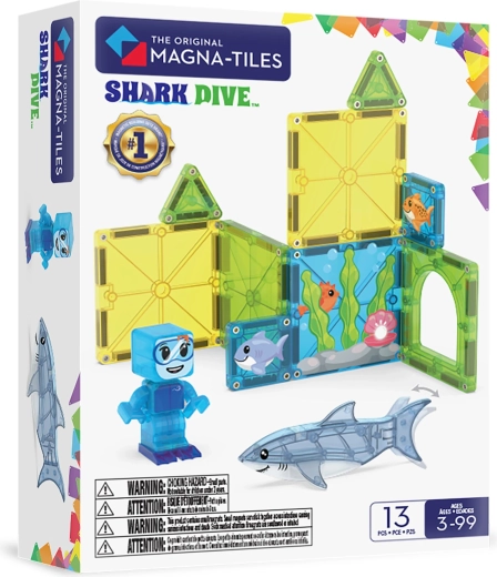 MAGNA-TILES Μαγνητικό σετ κατασκευών Κατάδυση με καρχαρίες, 13 κομμάτια