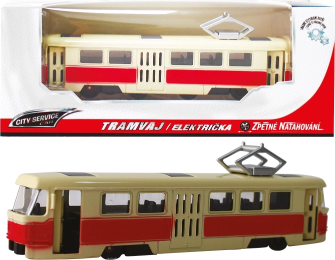 Μεταλλικό τραμ 1:90 κόκκινο με μηχανισμό οπισθοκίνησης (pull-back)