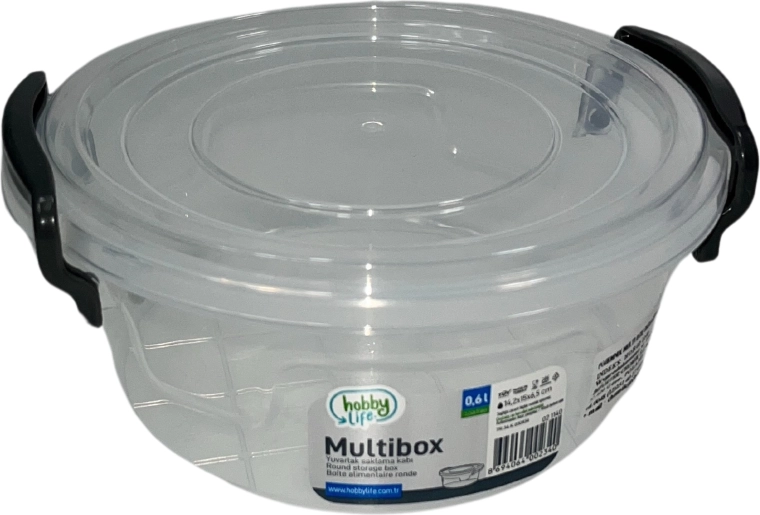 Πλαστικό στρογγυλό δοχείο τροφίμων 600 ml με καπάκι