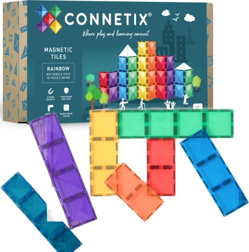 Μαγνητικά κατασκευαστικά CONNETIX Rainbow Rectangle Pack – 18 τεμάχια