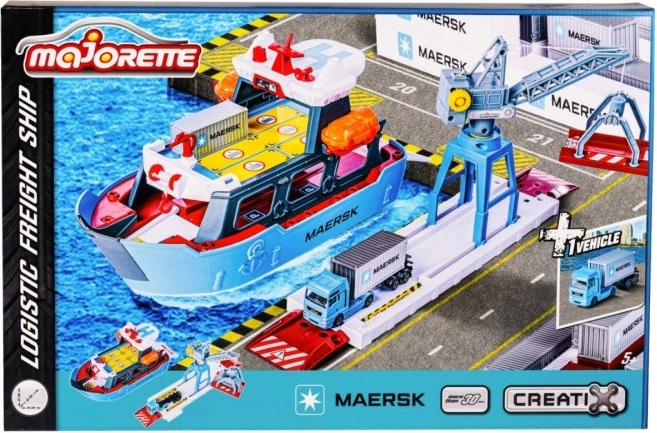 Λιμάνι logistics Majorette MAERSK με φορτηγό πλοίο και όχημα