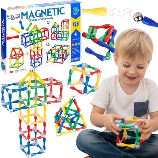 Μαγνητικό κατασκευαστικό σετ 3D XXL Woopie με 128 κομμάτια