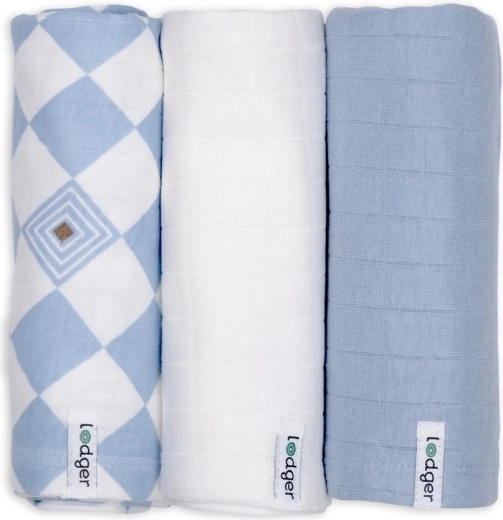 Lodger swaddler από οργανικό βαμβάκι Blue fogg, 70 × 70 cm (3 τεμ.)