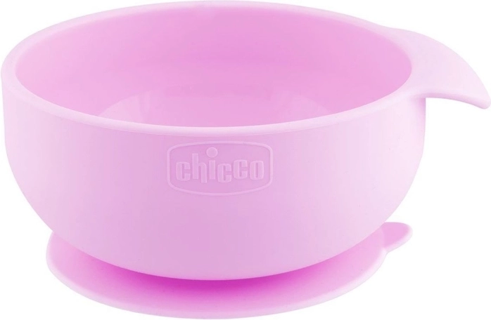 Chicco μπολ σιλικόνης με βεντούζα ροζ 6m+