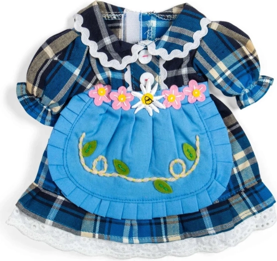 Bigjigs Toys μπλε καρό φόρεμα για κούκλα 34 cm