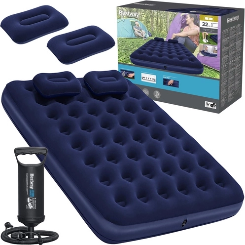 Bestway φουσκωτό στρώμα από βελούδο Queen 203 × 152 cm με αντλία και μαξιλάρια