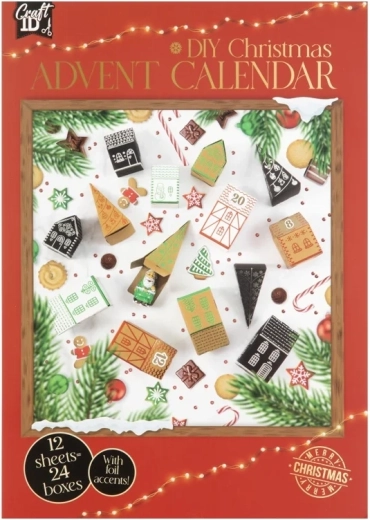 DIY ημερολόγιο advent CRAFT ID – χριστουγεννιάτικα σπιτάκια και δεντράκια 3D