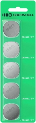 Κουμπωτές μπαταρίες Greencell CR2430 3V, σετ 5 τεμ.
