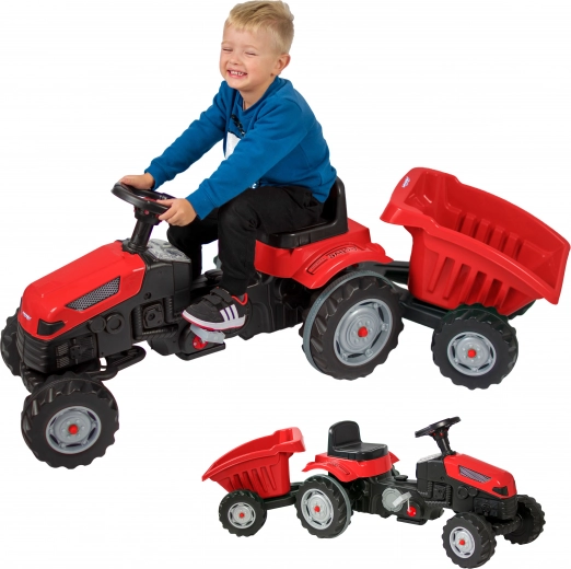 Τρακτέρ με πεντάλ Farmer GoTrac Maxi με ρυμουλκούμενο – Αθόρυβοι τροχοί