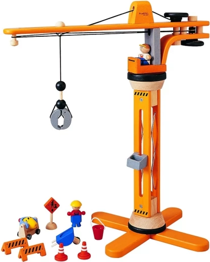 PlanToys ξύλινο σετ κατασκευών με γερανό