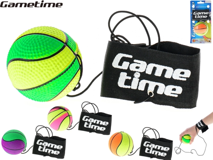 Προπονητική μπάλα Gametime σε ελαστικό κορδόνι 6 cm με λουράκι καρπού