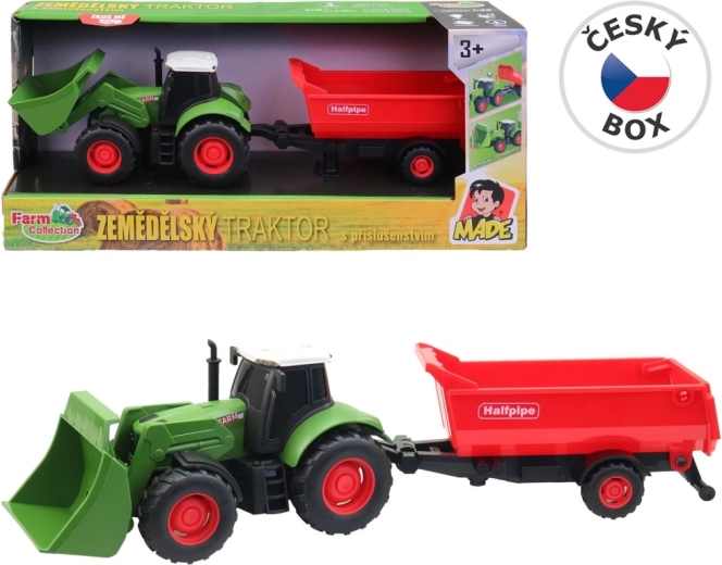 Farm Collection τρακτέρ με ρυμουλκούμενο με μηχανισμό αδράνειας με φως και ήχο 30 cm (1:32)