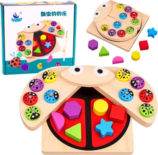 Ξύλινο ένθετο Montessori πασχαλίτσα με μαγνητικό ψάρεμα
