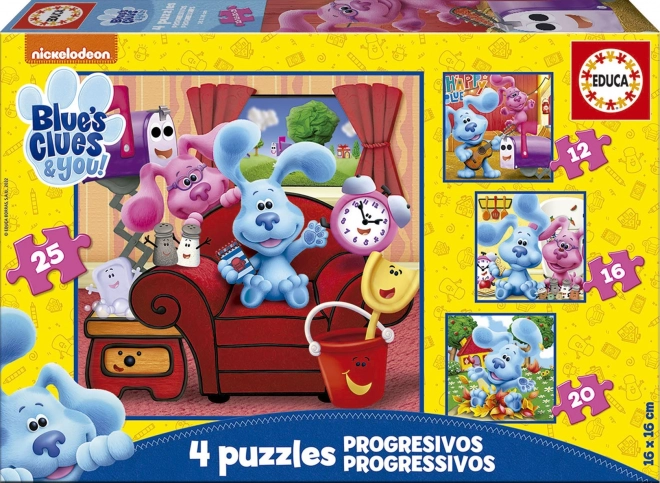 Παζλ BLUE'S CLUES 4 σε 1 για παιδιά (12, 16, 20 και 25 κομμάτια)