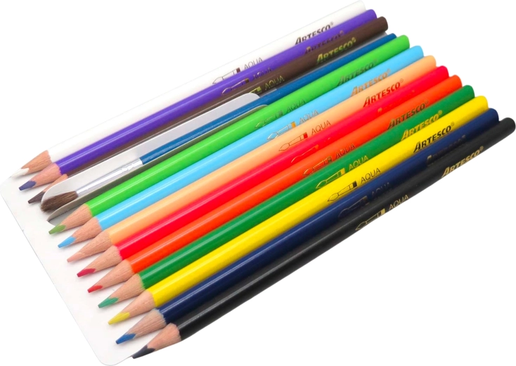 Ακουαρέλ παστέλ μολύβια Color Plus – σετ 12 χρωμάτων με πινέλο και ξύστρα