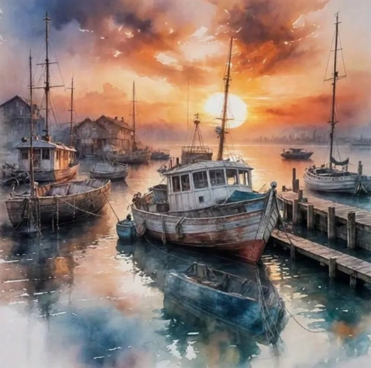 Διαμαντοζωγραφική «Πλοίο στο λιμάνι» 30 × 40 cm
