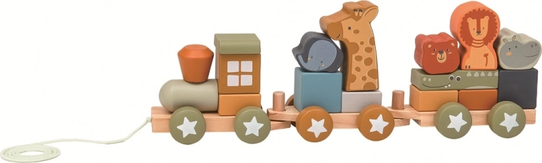 Ξύλινο τρενάκι με ζωάκια 2Kids Toys