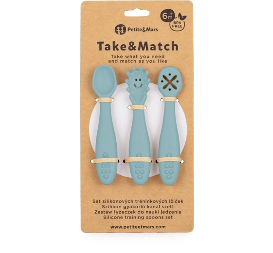 Petite&Mars σιλικονούχα εκπαιδευτικά κουτάλια Take&Match frosted sky (3 τεμ.) 6m+
