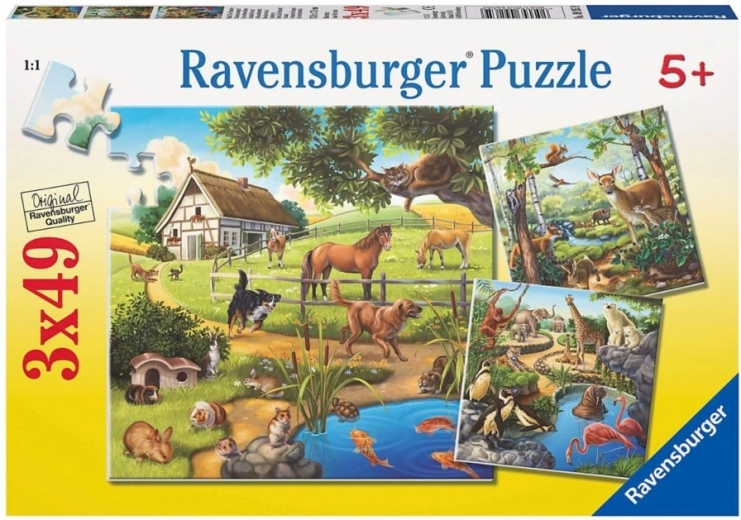 Παζλ RAVENSBURGER ζώα στο δάσος, στο ZOO και στη φάρμα 3×49 κομμάτια