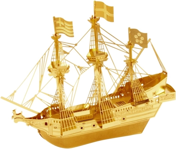 Μεταλλικό 3D μοντέλο πλοίου GOLDEN HIND – χρυσή έκδοση