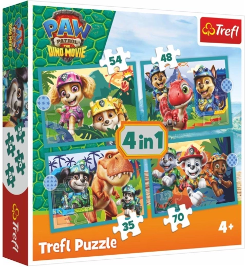 Παζλ 4 σε 1 Tlapková patrola (Paw Patrol) Dino Movie – ιστορίες από το νησί των δεινοσαύρων