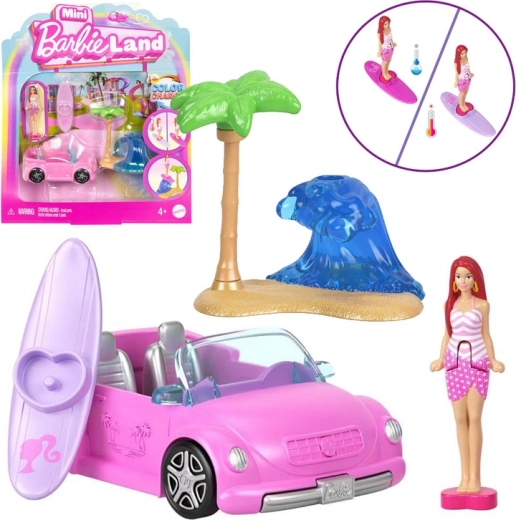 Mattel Mini Barbie Land κάμπριο με μίνι κούκλα Barbie και αλλαγή χρώματος
