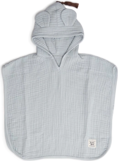 Funnababy μουσελίνα παιδικό πόντσο με κουκούλα dove grey