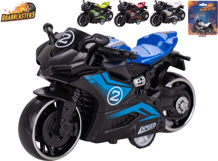 Roadblasters μεταλλική μοτοσικλέτα με μηχανισμό οπισθοδρόμησης 9 cm