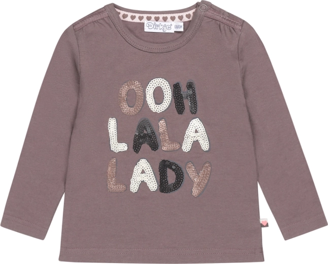 Dirkje κοριτσίστικη μπλούζα με μακρύ μανίκι ooh la la lady γκρι-καφέ