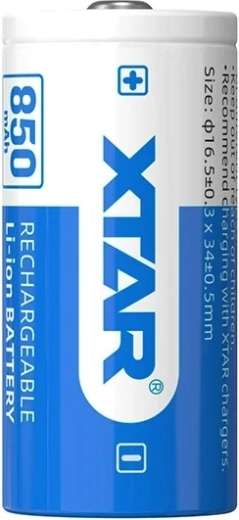 Επαναφορτιζόμενη μπαταρία Li‑ion Xtar 16340 / R‑CR123 3,7 V 850 mAh με προστασία - 1 τεμάχιο