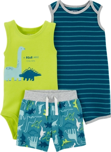 Carter's καλοκαιρινό σετ για αγόρια Stripes Dinos – φορμάκι με κοντό μανίκι, κορμάκι χωρίς μανίκια και σορτσάκι (3 τεμάχια) – NB/ μέγεθος S 5
