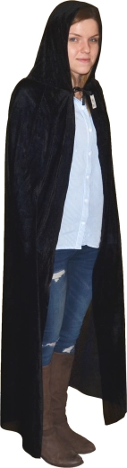 Μαύρη κάπα με κουκούλα 130 cm