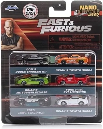 JADA Fast & Furious μεταλλικά αυτοκινητάκια 4 cm – σετ 6 τεμ.