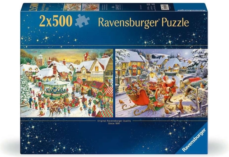 Ravensburger παζλ χριστουγεννιάτικη αγορά και παραμονιάτικο δείπνο με τον Άγιο Βασίλη 2×500 κομμάτια