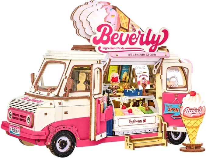 Robotime rolife 3D ξύλινο παζλ Beverlyin παγωτατζίδικο βαν - 1 τεμάχιο