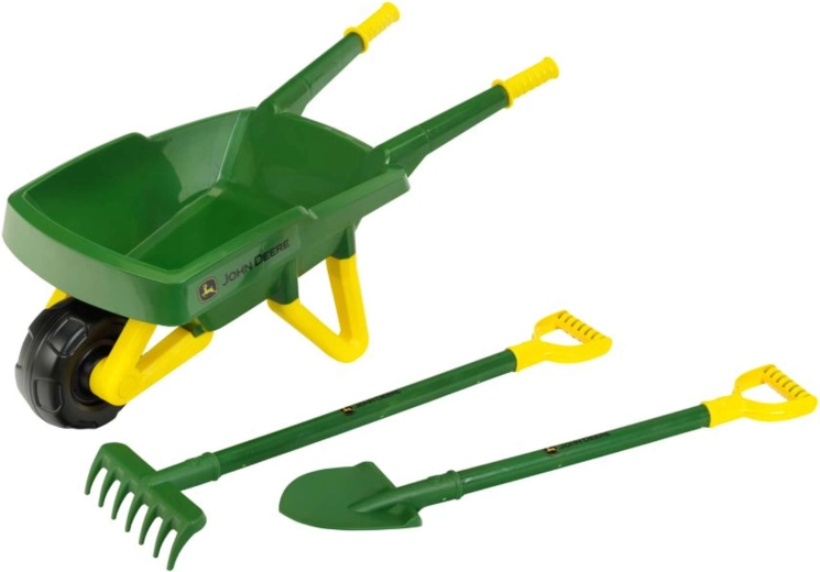 Παιδικό σετ κήπου John Deere με καροτσάκι, φτυάρι και τσουγκράνα