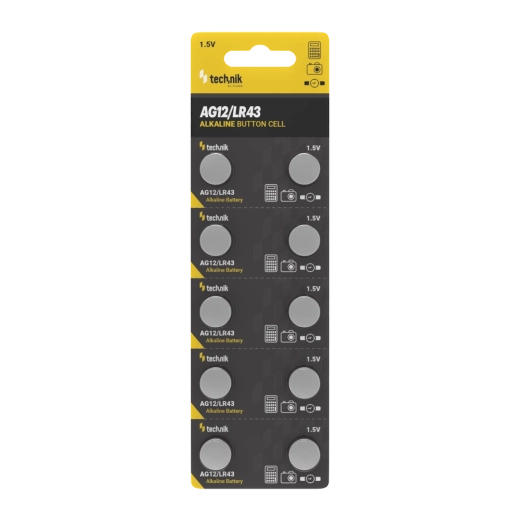 Αλκαλική μπαταρία κουμπί Technik Platinum AG12 / LR43 1,5 V, συσκευασία 10 τεμ.