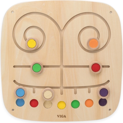Viga Toys ξύλινος πίνακας δραστηριοτήτων τοίχου με πολύχρωμες διαδρομές