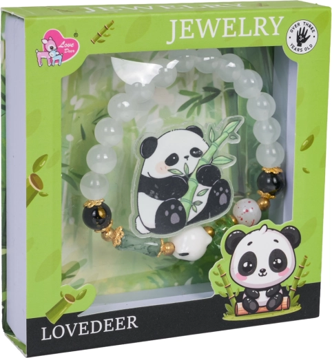 Παιδικό σετ κοσμημάτων Panda με λευκό βραχιόλι