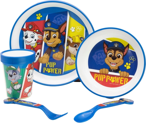 Paw Patrol Pup Power premium αντιολισθητικό σετ πρωινού 5 τεμαχίων